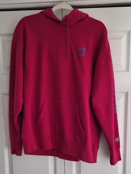 Peloton Sweaters - Peloton Hoodie in Bright Raspberry with Blue Logo